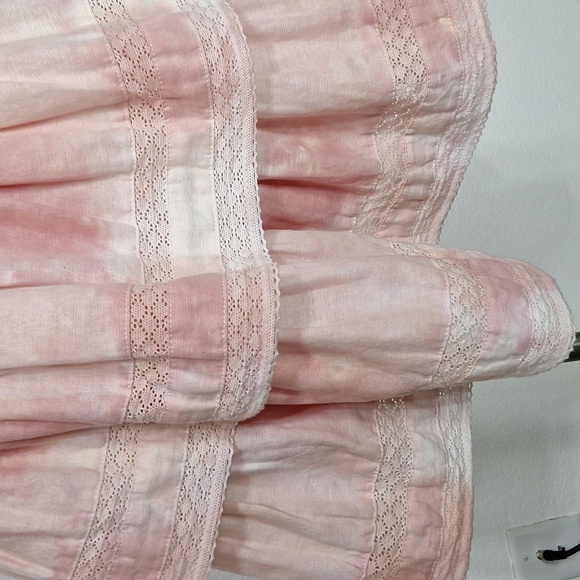 Chelsea & Violet NEW Linen Blend Coquette Pink Cottagecore Tiered Mini Skirt M - Picture 3 of 12